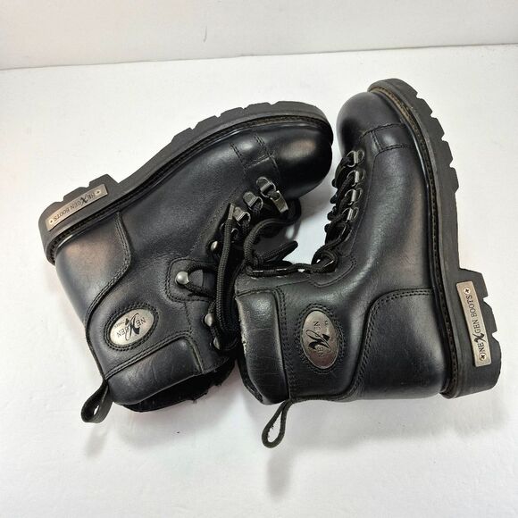 NexGen Men\'s Black Leather Lace-Up Motorcycle Biker Boots Size 8 Vintage main image 9
